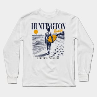 Vintage Surfing Huntington Beach, California // Retro Surfer Sketch // Surfer's Paradise Long Sleeve T-Shirt